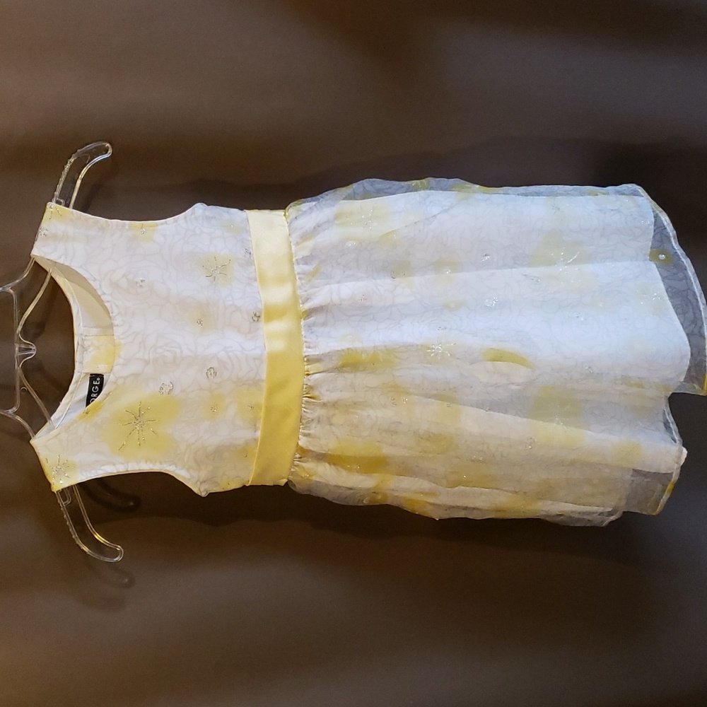 White and Yellow Sleeveless Spring Dress Girl's Size 6